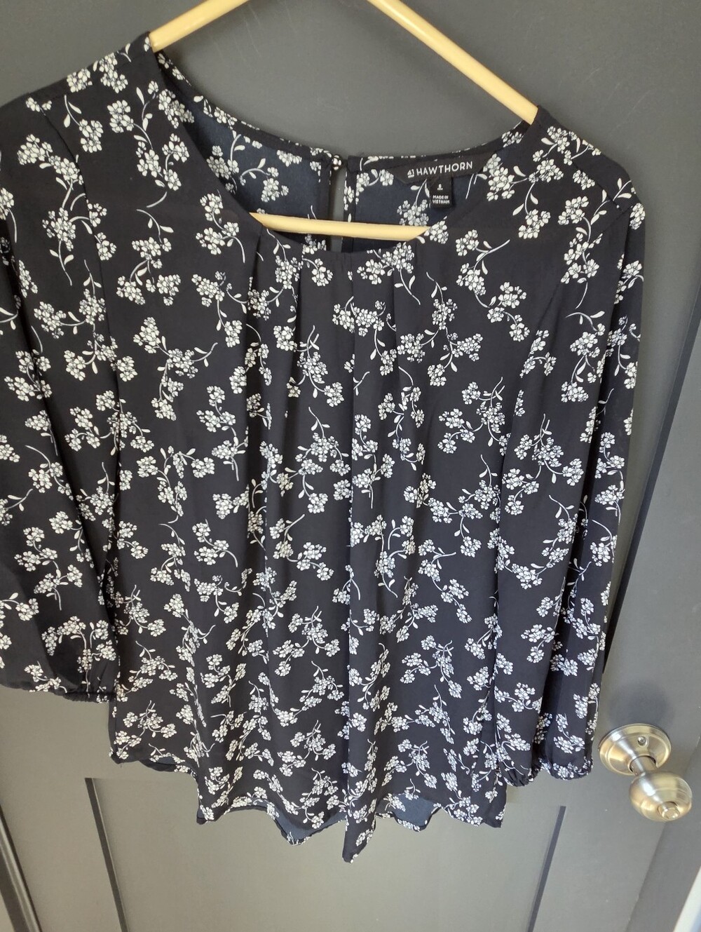 41 Hawthorn Navy Blue Floral 3/4 Sleeve Blouse